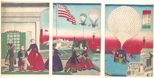American Balloon Ascension (Amerikakoku) by Utagawa Yoshitora (歌川芳虎), print, 1867