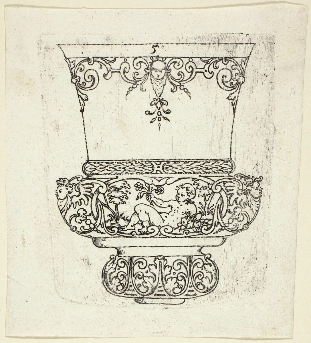 Plate 5, from twenty ornamental designs for goblets and beakers by Master A.P. German, print, 1604