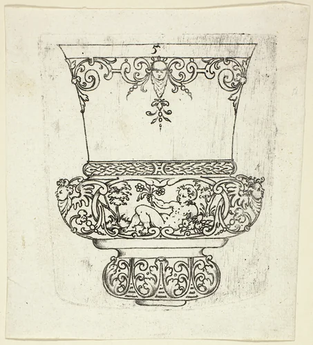 Plate 5, from twenty ornamental designs for goblets and beakers by Master A.P. German, print, 1604