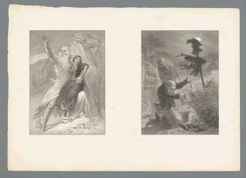 Roof van Proserpina en dief die buitgemaakte kostbaarheden bekijkt by Adolphe Mouilleron, print, 1830-1881