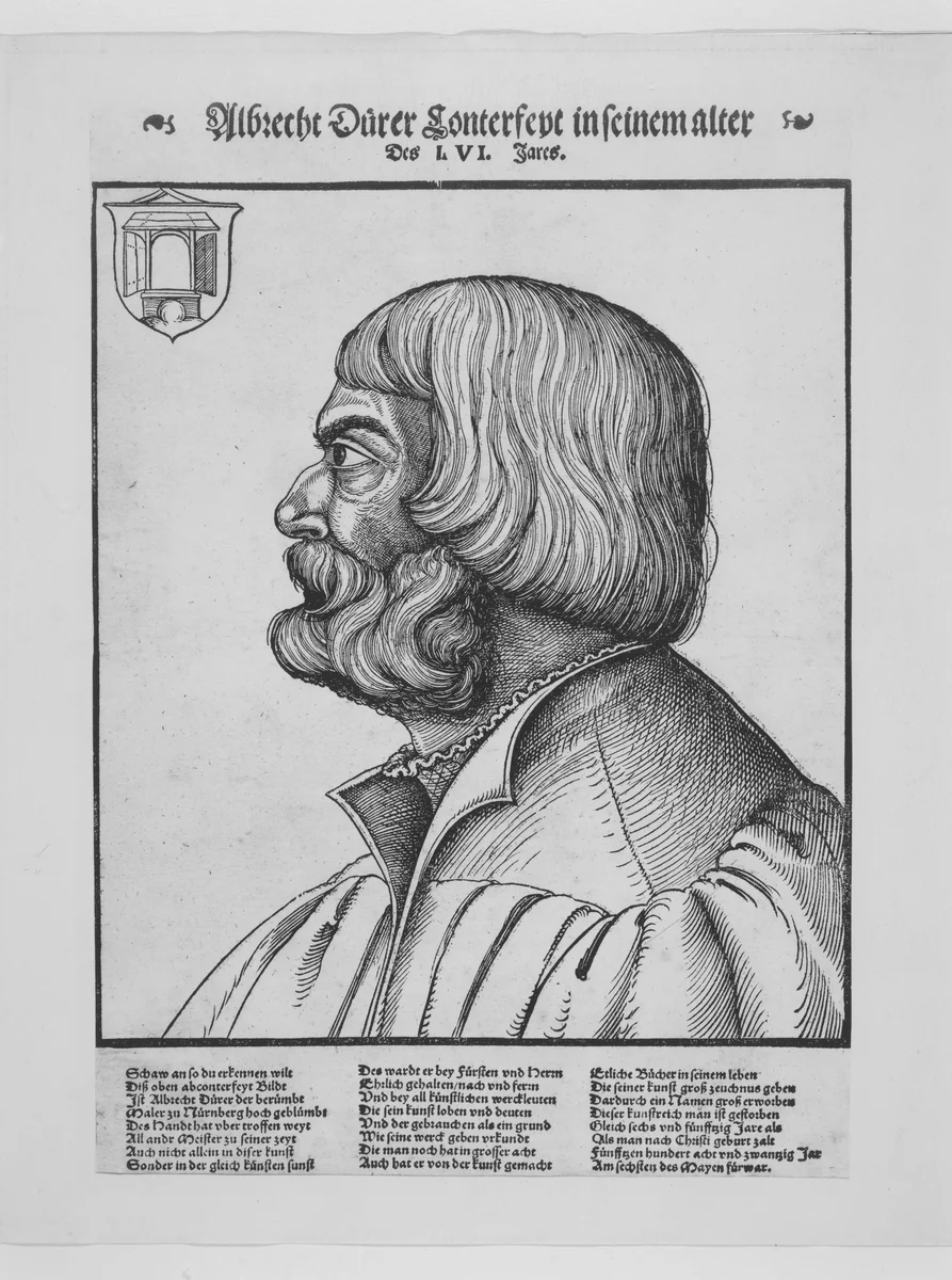 Portrait of Dürer by Erhard Schön, print, 1500-1542