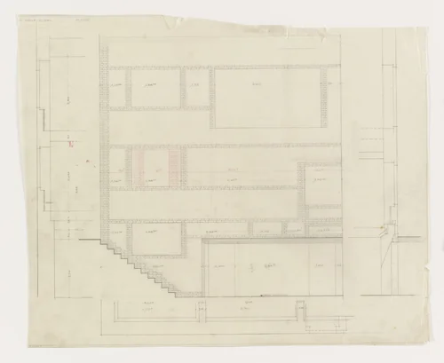 Wolf House, Gubin, Poland (Elevation, plan, section) by Ludwig Mies van der Rohe, mies van der rohe archive, 1925