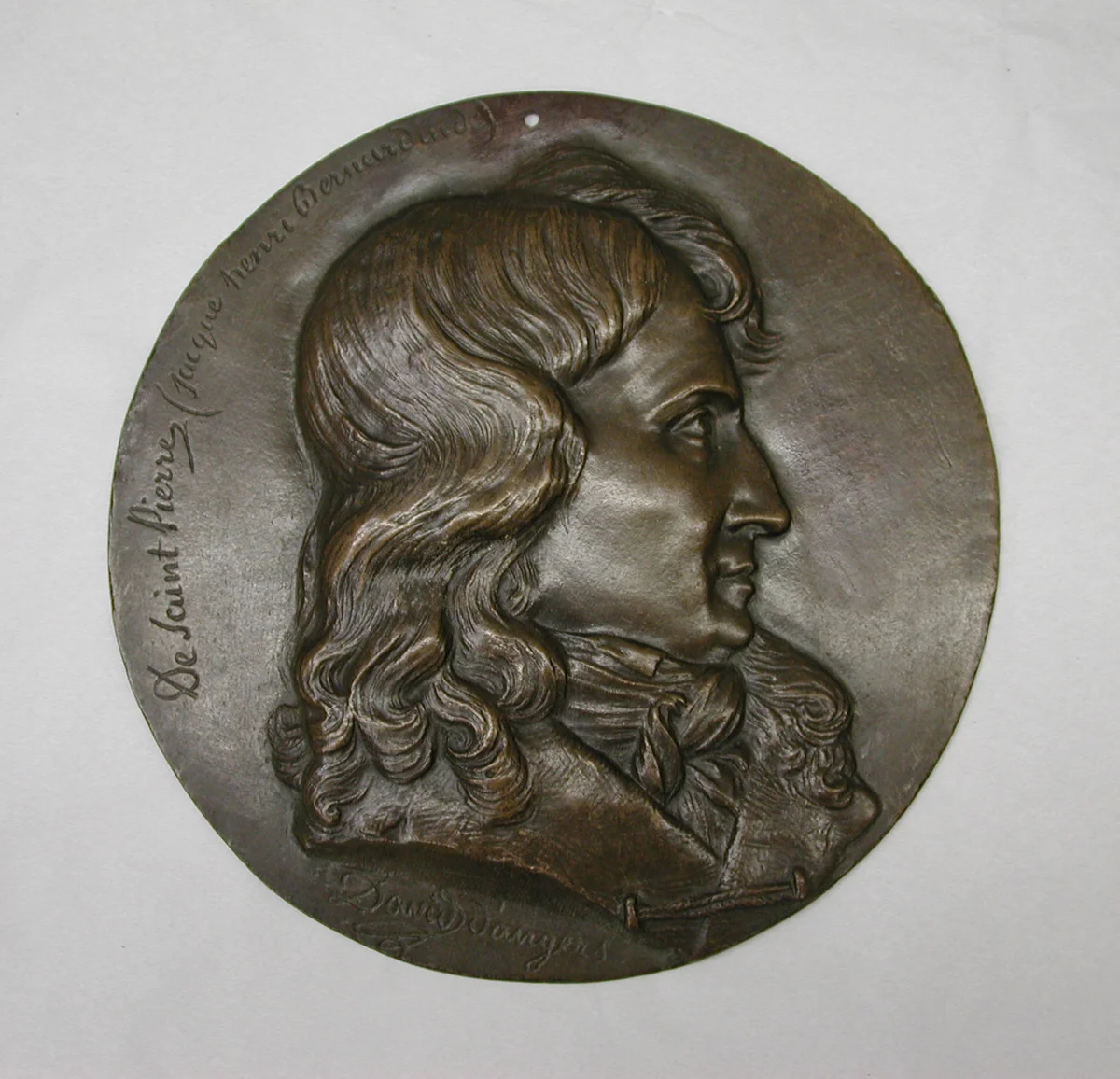 Henri Bernardin de Saint-Pierre (1737–1814), writer by Pierre-Jean David d'Angers, metalwork, 1844-1856