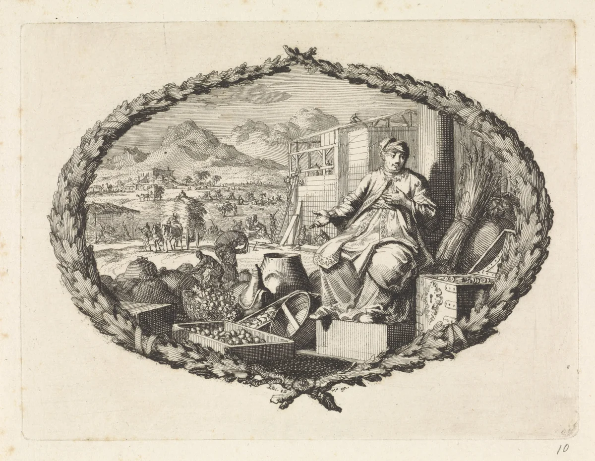 Gelijkenis van een hebzuchtige boer by Jan Luyken, print, 1700