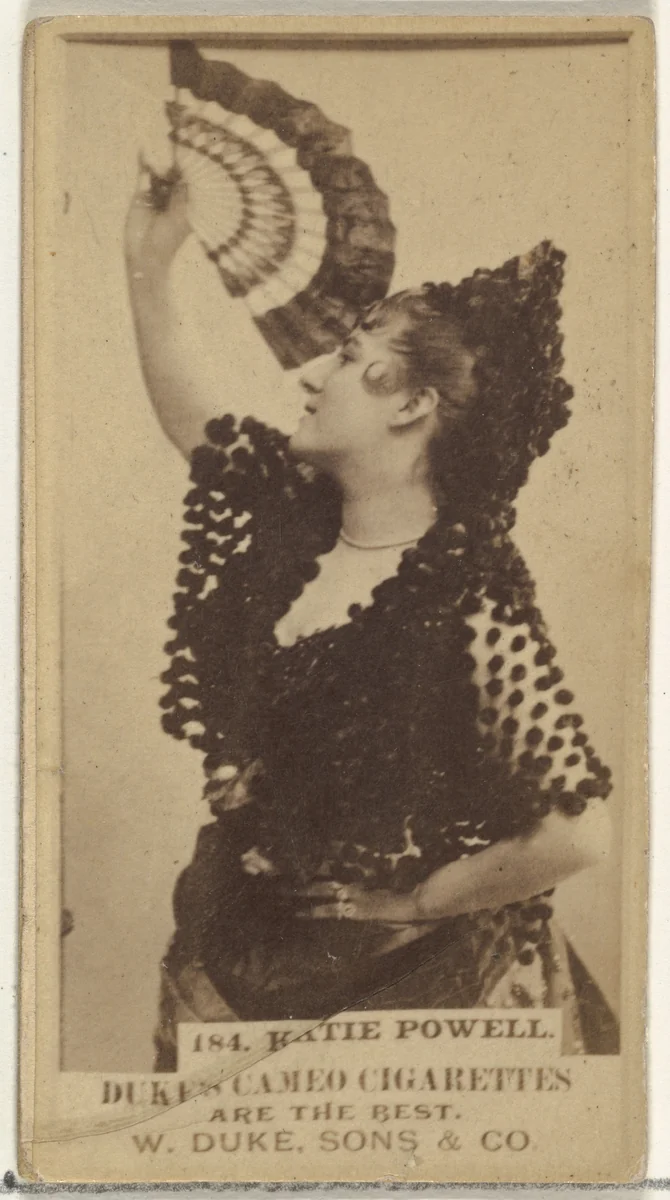 Card Number 184, Katie Powell, from the Actors and Actresses series (N145-5) issued by Duke Sons & Co. to promote Cameo Cigarettes by W. Duke, Sons & Co., photograph, 1880-1889