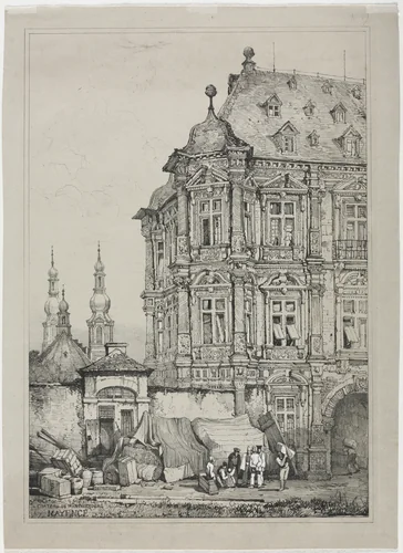 Castle of Martinsburg, Mainz, Germany by Samuel Prout, print, 1833