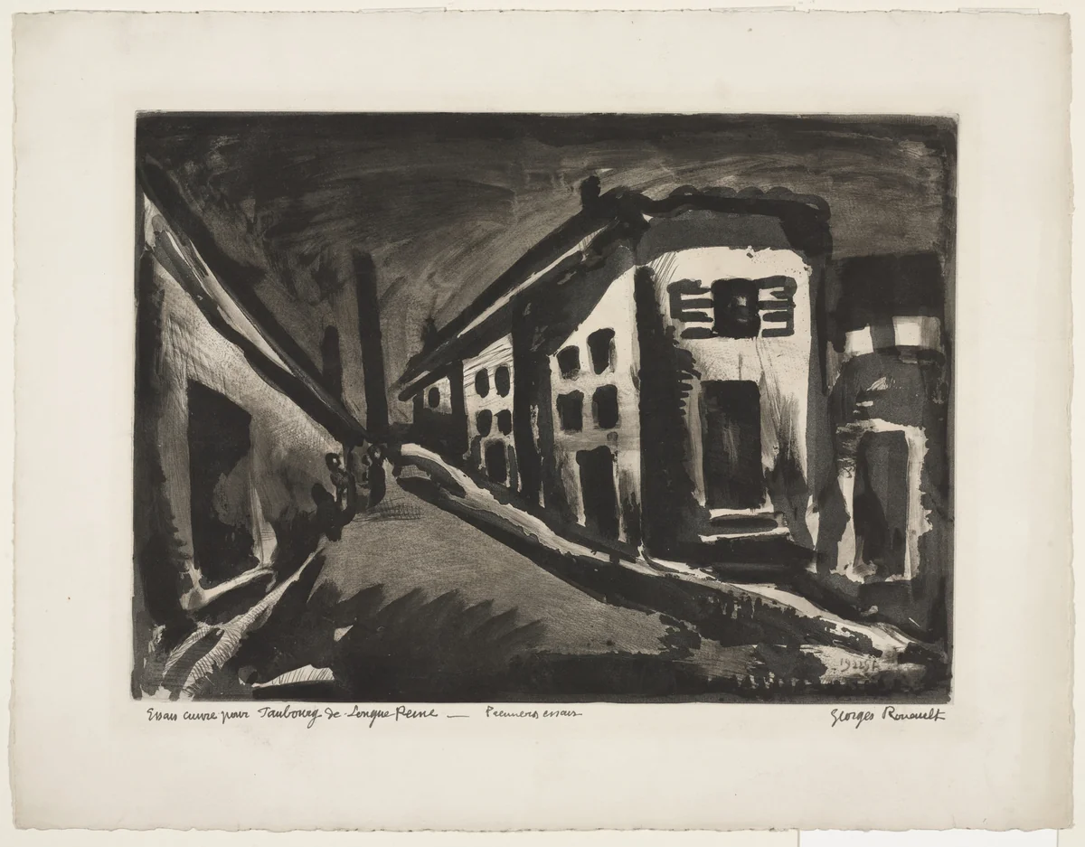 Trial proof for Street of the Lonely, plate XXIII from Miserere by Georges Rouault, print, 1922