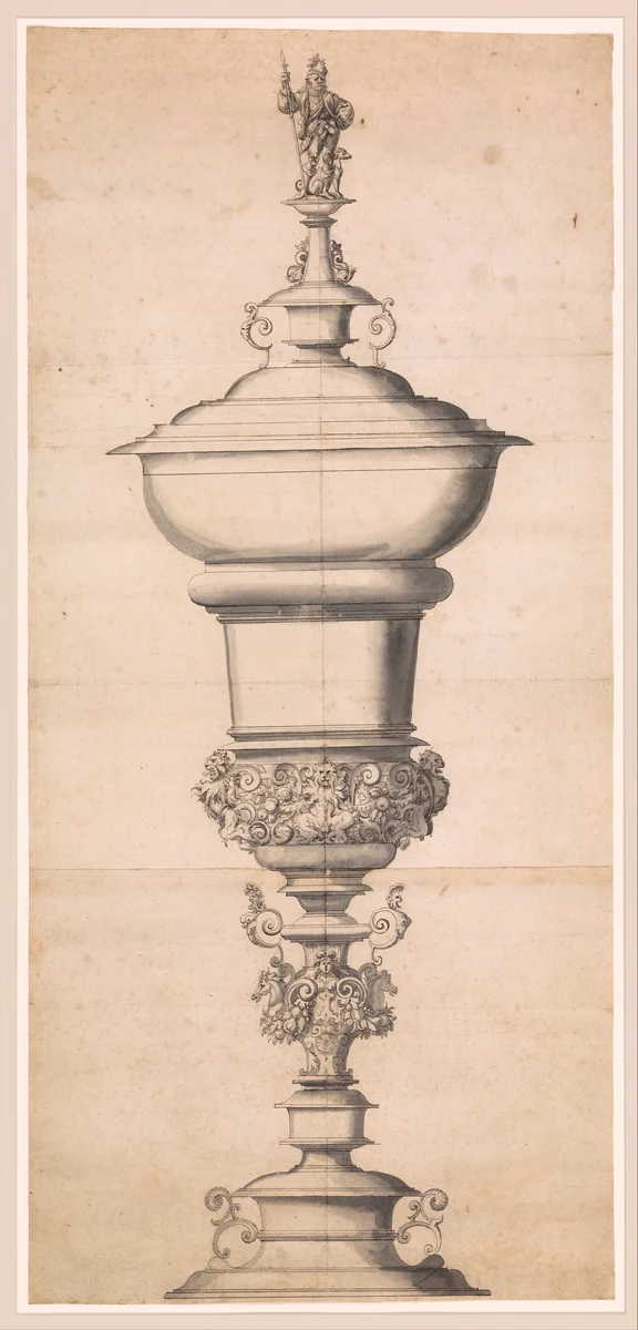 Design for a Large Goblet by Jost Amman, drawing, 1550-1591