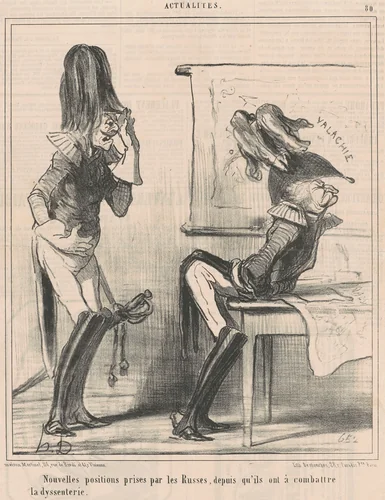Nouvelles positions prises par les russes ... by Honoré Daumier, print, 1854
