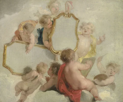 Putti with Mirrors by Jacob de Wit, painting, 1725-1744