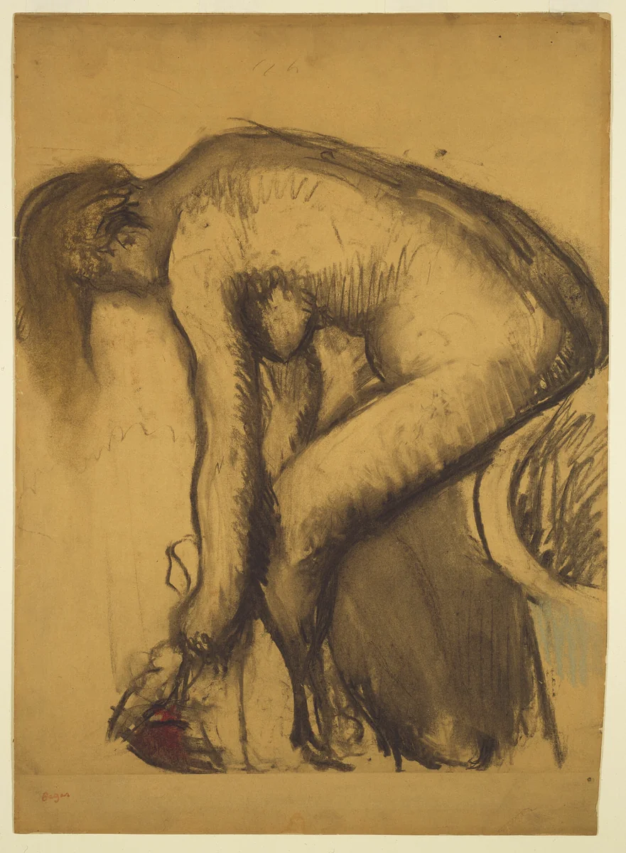 After the Bath (Woman Drying Her Feet) by Edgar Degas, drawing, 1900
