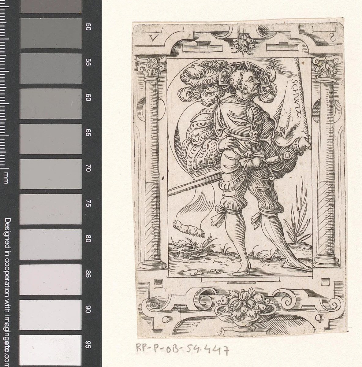 Vaandeldrager met vaandel van Schwyz by Unknown, print, 1524-1562