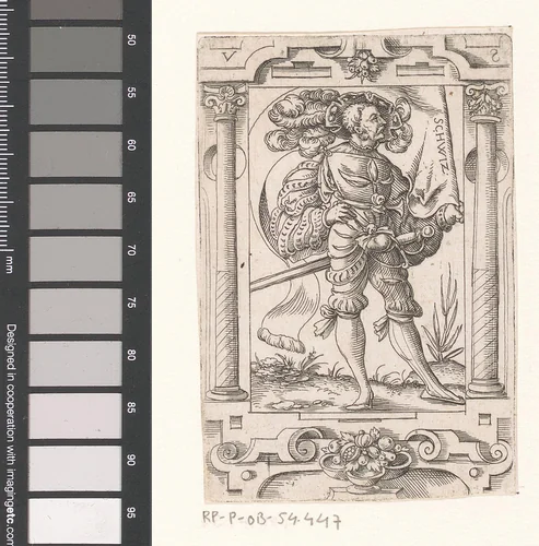 Vaandeldrager met vaandel van Schwyz by Unknown, print, 1524-1562