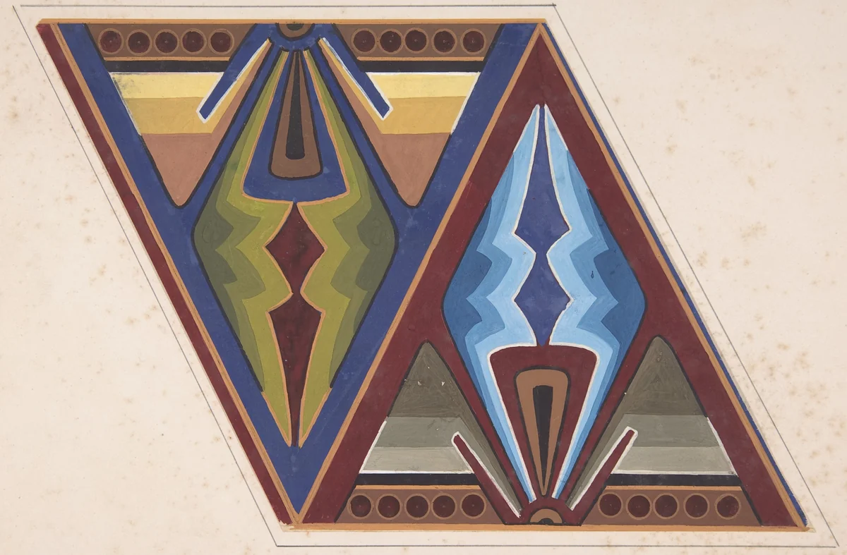 Design drawing by Christopher Dresser, drawing, 1878-1888