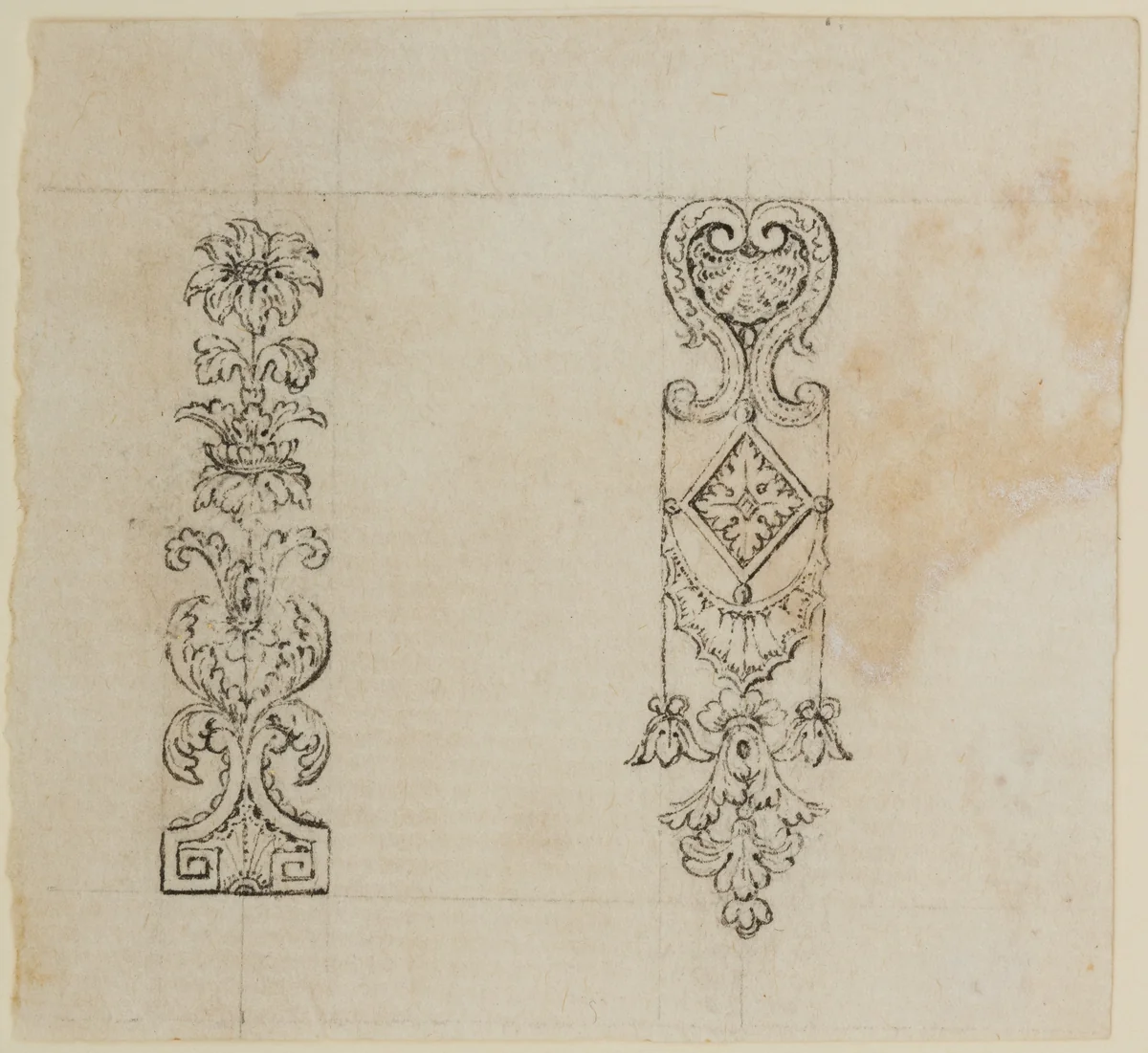 Two Designs for the Decoration of Firearms by Nicolas Noël Boutet, drawing, 1772-1830