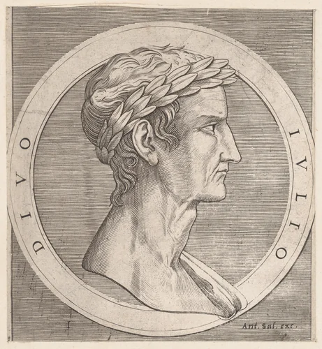 Julius Caesar, from The Twelve Caesars, from "Speculum Romanae Magnificentiae" by Marcantonio Raimondi, print, 1495-1539