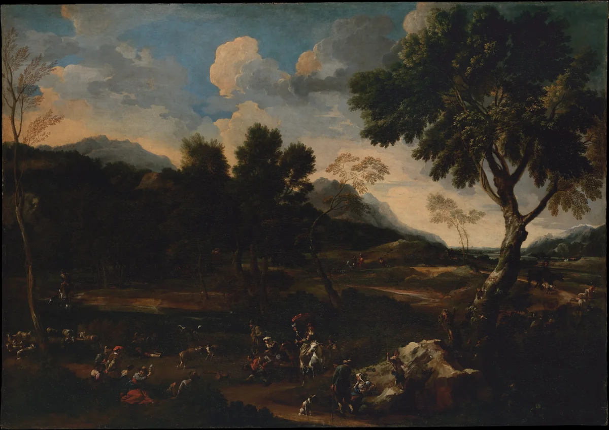 Landscape with a Battle between Two Rams by Jan Miel, painting, 1635-1645