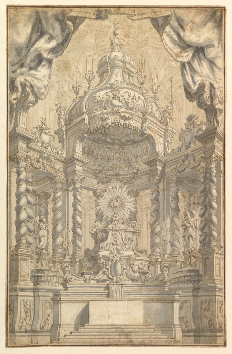 Design for Altar Decorations for a Liturgical Celebration by anonymous, drawing, 1750-1775