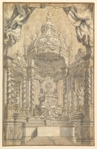 Design for Altar Decorations for a Liturgical Celebration by anonymous, drawing, 1750-1775