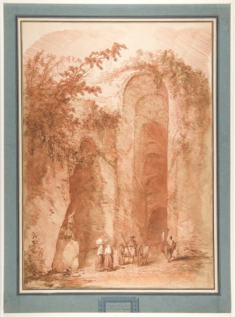 Entrance to the Grotto of Posillipo by Hubert Robert, drawing, 1745-1808
