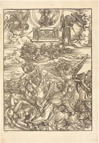 The Four Avenging Angels by Albrecht Dürer, print, 1498