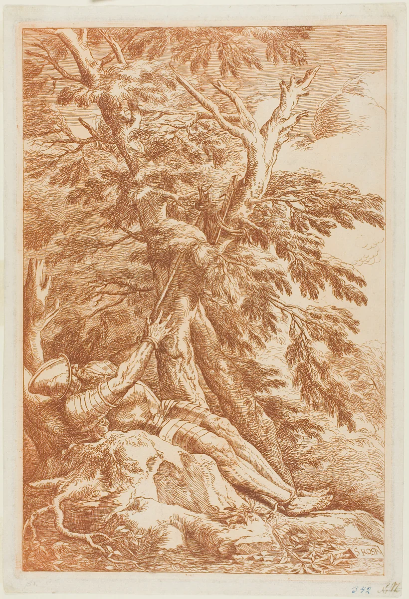 Saint William of Maleval by Salvator Rosa, print, 1780