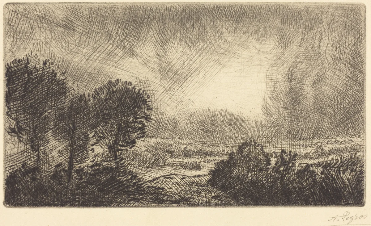 Landscape with Storm (Paysage d'orage) by Alphonse Legros, print, 1837-1911
