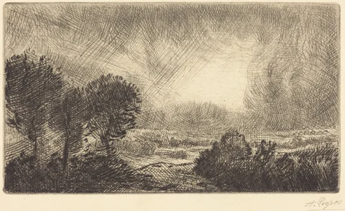 Landscape with Storm (Paysage d'orage) by Alphonse Legros, print, 1837-1911