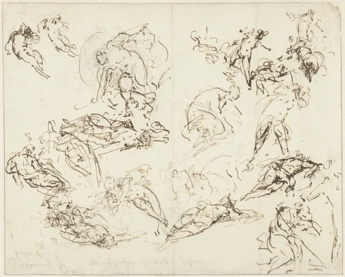 Studieblad met menselijke figuren by Jacob de Wit, drawing, 1705-1754