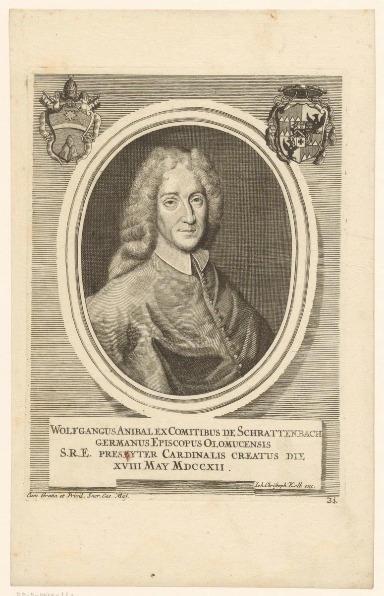 Portret van Wolfgang Hanibal von Schrattenbach by Johann Christoph Kolb, print, 1726
