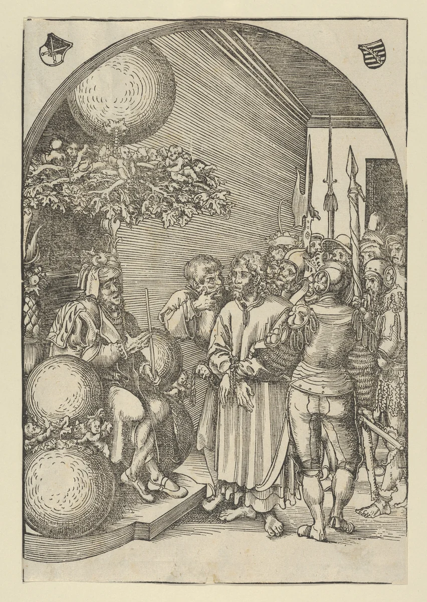 Christ before Herod, from "The Passion" by Lucas Cranach, print, 1472-1553