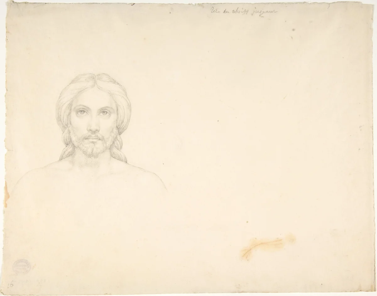 Head of Christ by Andre-Jacques-Victor Orsel, drawing, 1810-1850