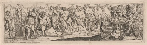 Dancing Nymphs and Satyrs by Pierre Brebiette; François Langlois, print, 1626