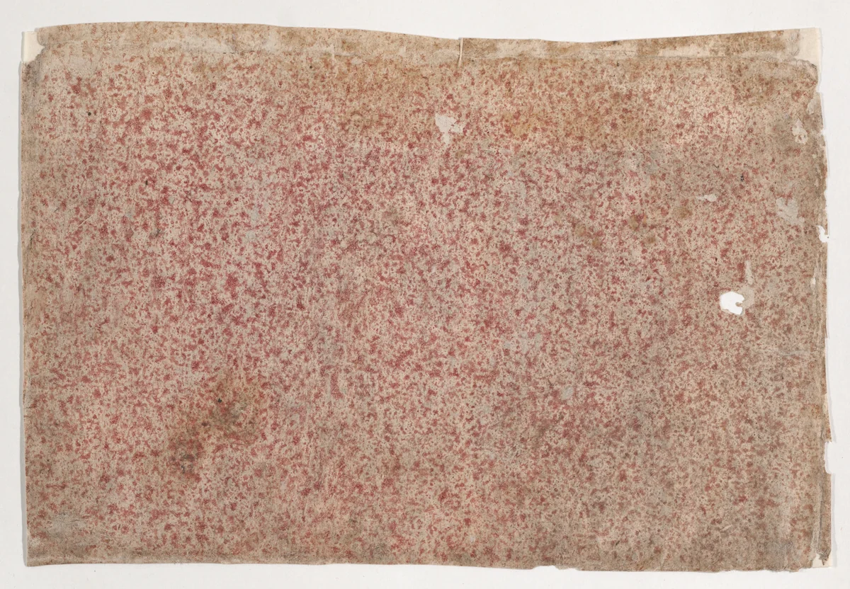 Sheet with an overall red speckle pattern by anonymous, print, 1800-1900