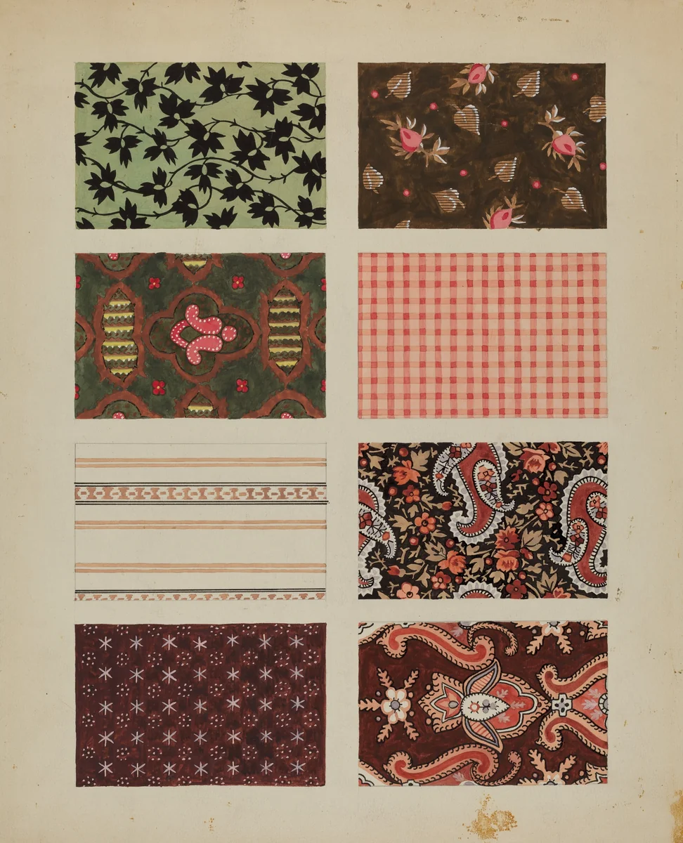 Figured Material from Quilt by Dorothy Posten, index of american design, 1936