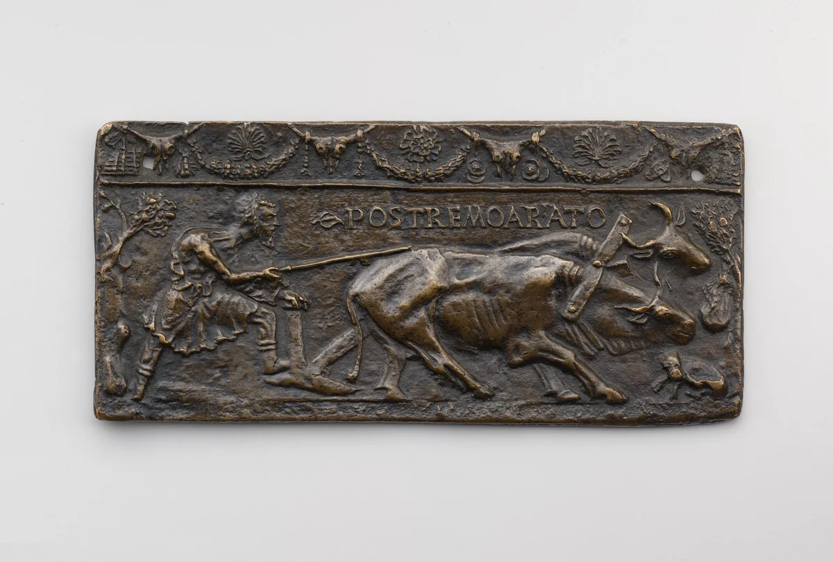 Cincinnatus at the Plough by Filarete, metalwork, 1430-1465