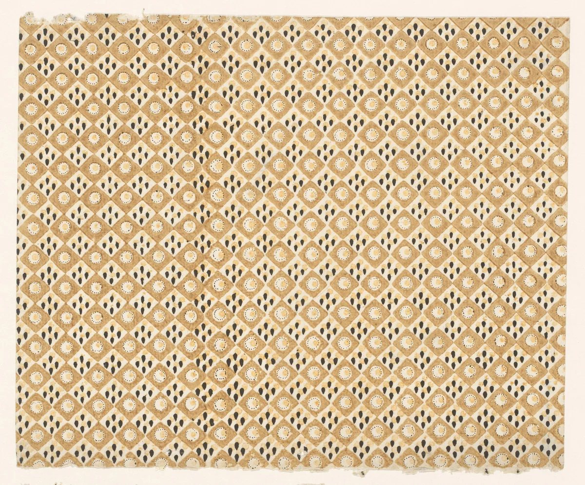 Blad met ruitpatroon by anonymous, print, 1750-1950