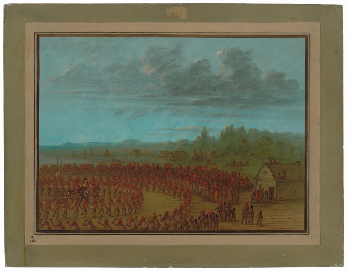 War Dance of the Saukies by George Catlin, painting, 1861-1869