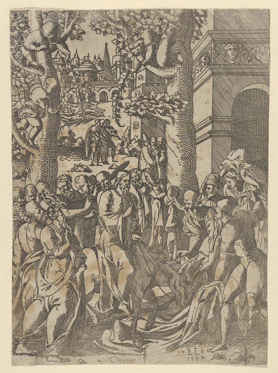 Christ's Entry into Jerusalem by Léonard Limosin, print, 1544