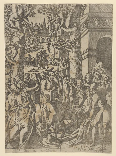 Christ's Entry into Jerusalem by Léonard Limosin, print, 1544