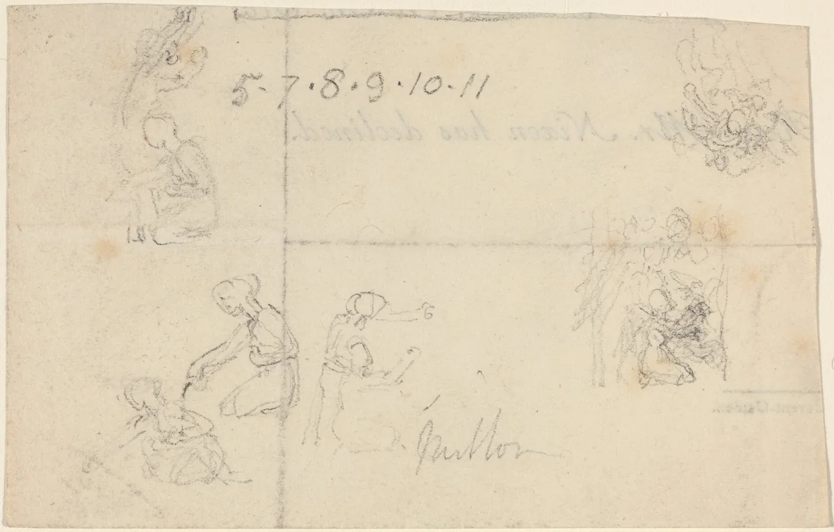 Studies of Women Kneeling by John Flaxman, drawing, 1755-1826