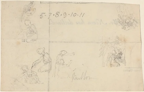 Studies of Women Kneeling by John Flaxman, drawing, 1755-1826