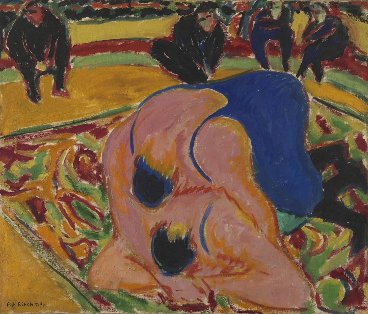 Wrestlers in a Circus by Ernst Ludwig Kirchner, painting, 1909