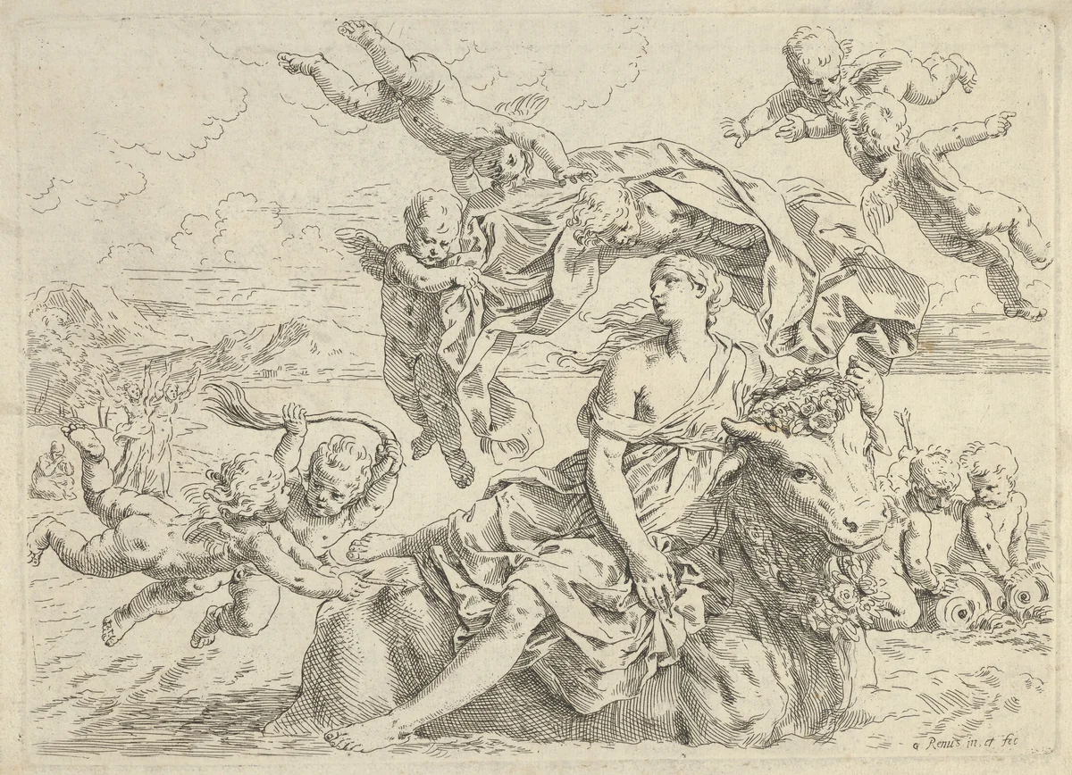 The Rape of Europa by Simone Cantarini, print, 1631-1641