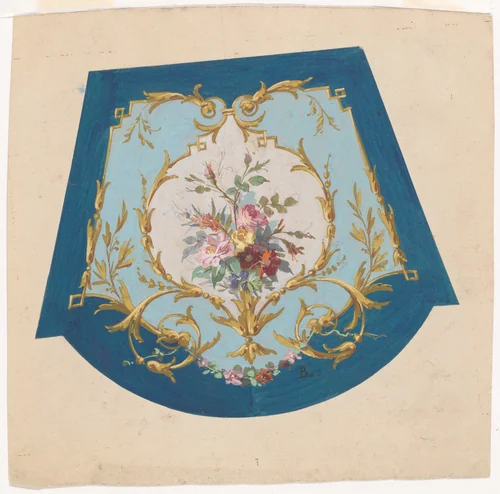 Design for a Chair Seat Cover by anonymous, drawing, 1850-1870