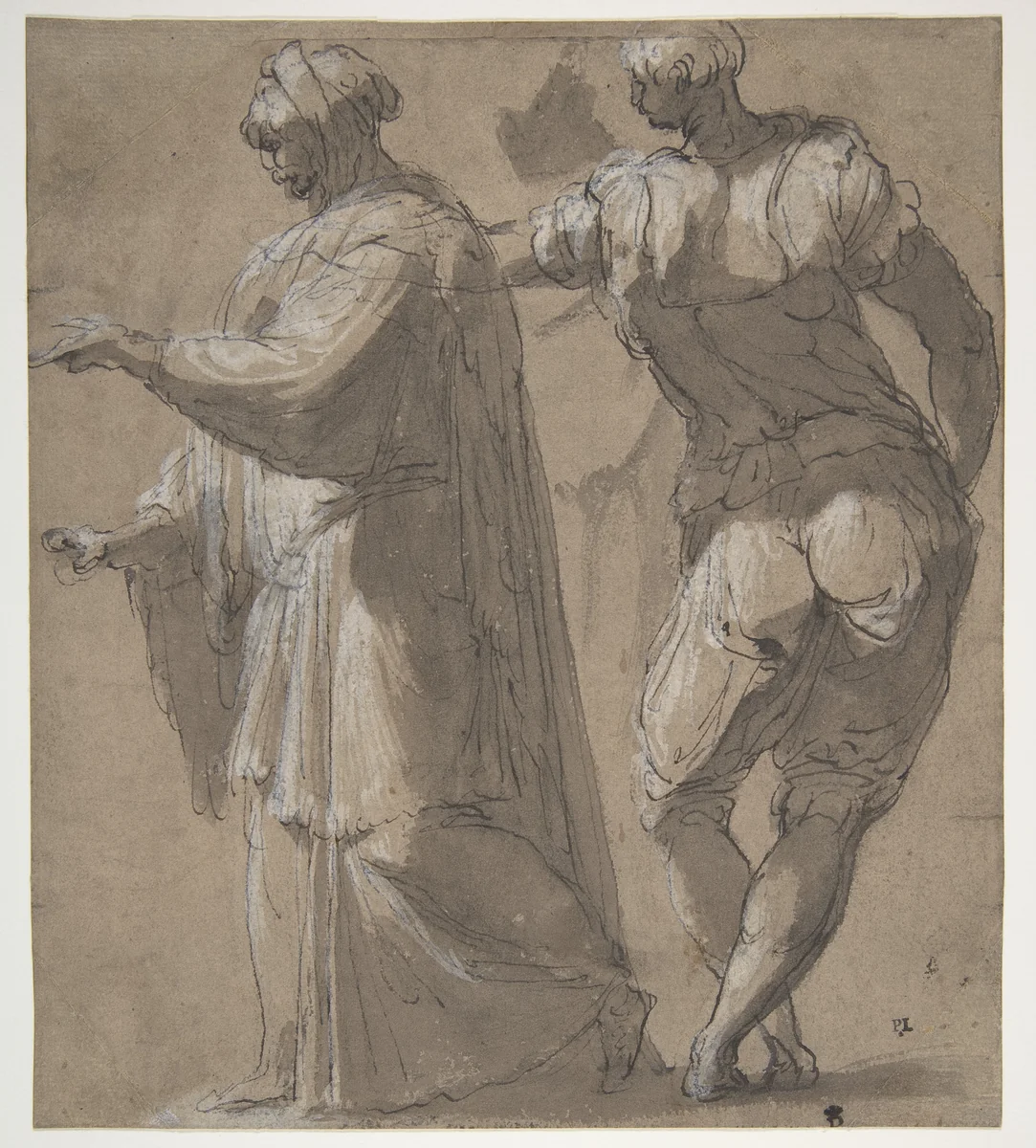 Two Standing Male Figures by Perino del Vaga, drawing, 1501-1547