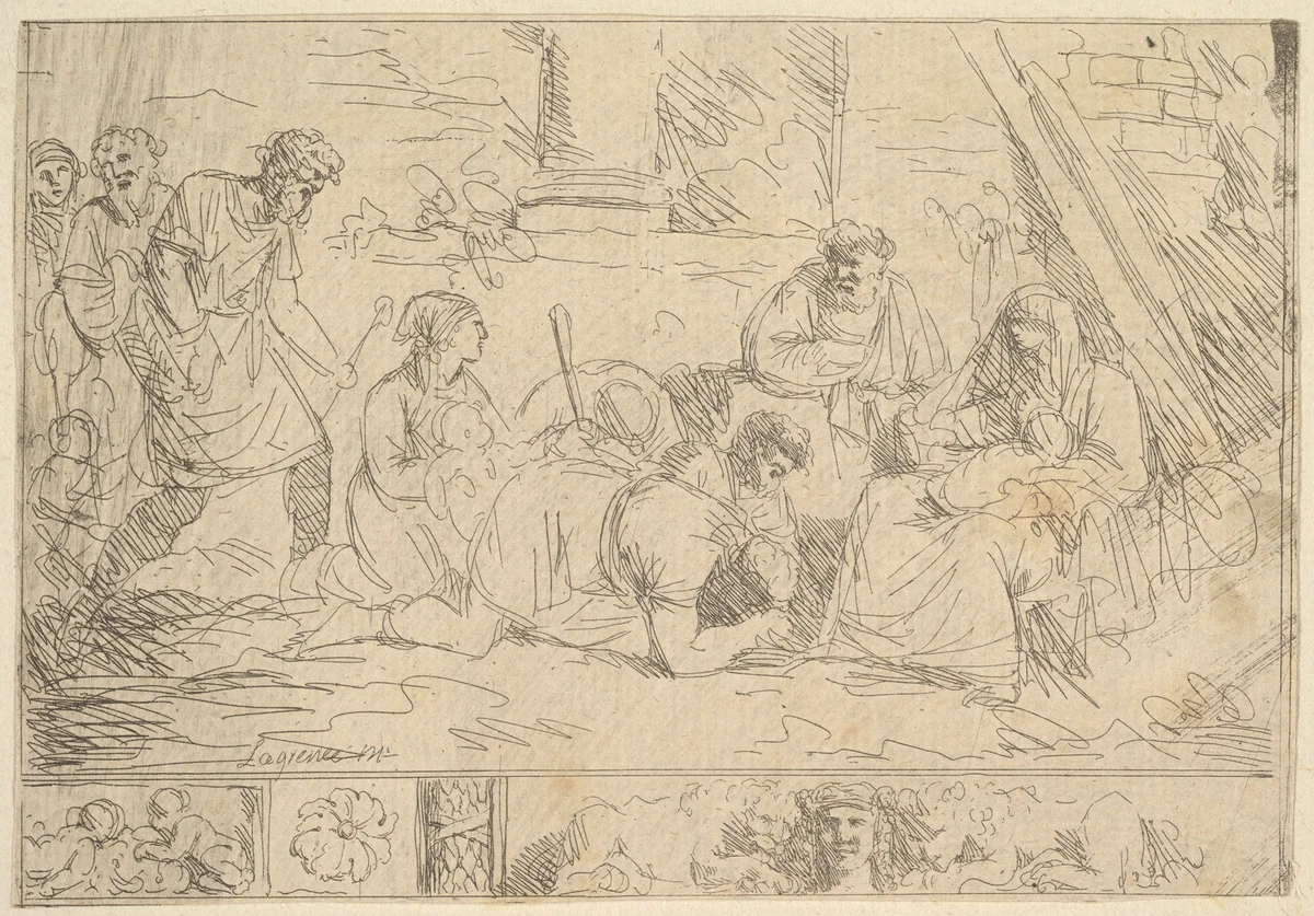 L'Adoration des Bergers (The Adoration of the Shepherds) by Jean Jacques Lagrenée, print, 1762-1763