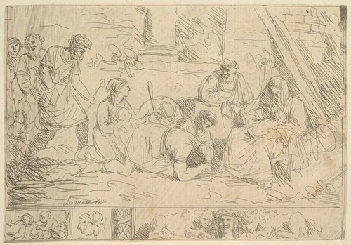 L'Adoration des Bergers (The Adoration of the Shepherds) by Jean Jacques Lagrenée, print, 1762-1763