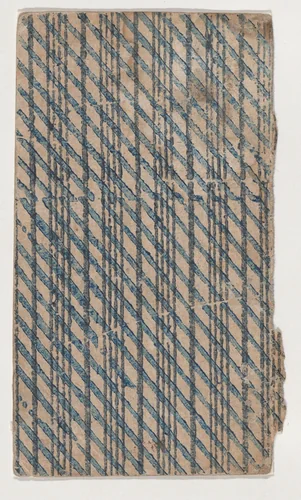 Sheet with horizontal and diagonal stripe pattern by anonymous, print, 1800-1900