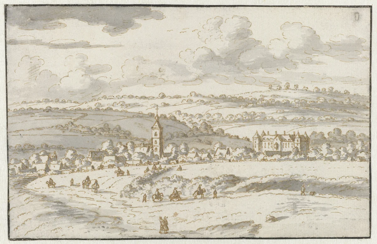 View of Lembeek, Flemish Brabant by Josua de Grave, drawing, 1675